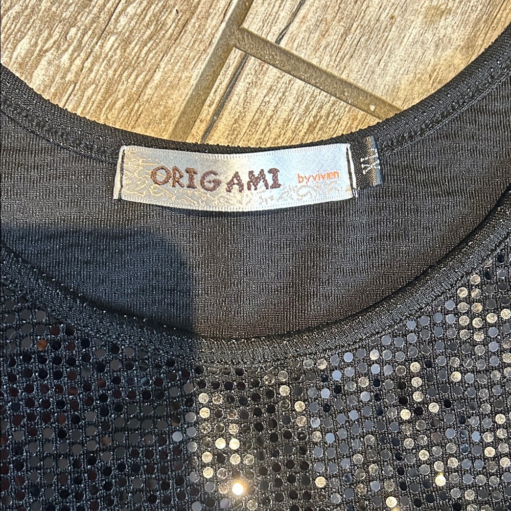 Origami Black Sequin Blouse - Picture 2 of 3